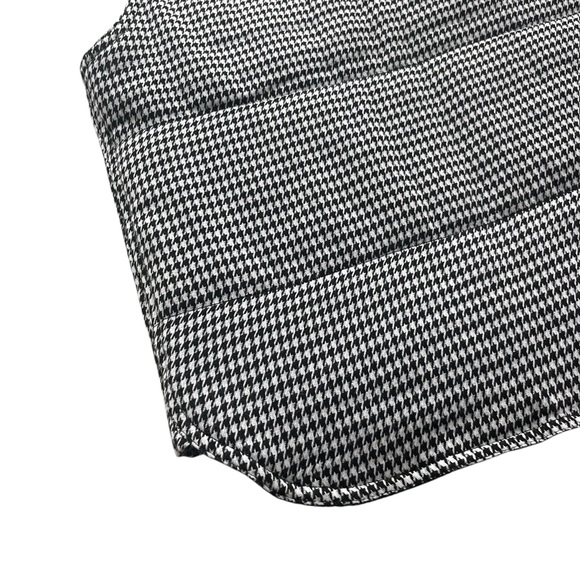 Staccato Women’s S Black White Houndstooth Knit Sherpa Collar Zipper Puffer Vest - Picture 13 of 15